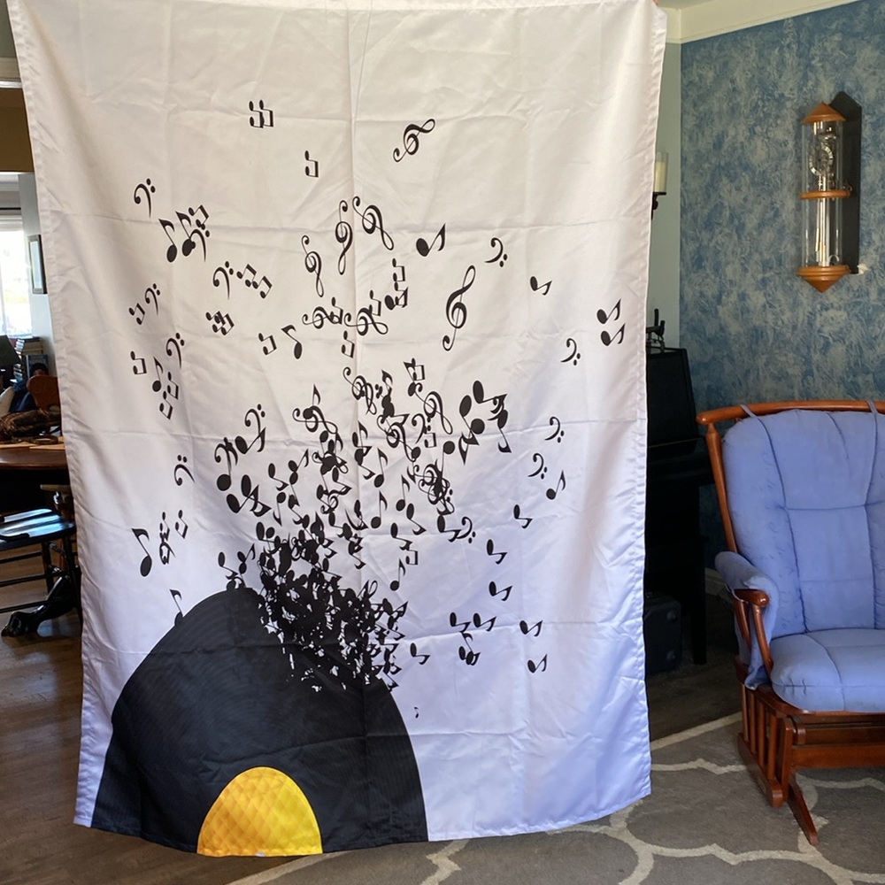Musical Notes Tapestry in Black and White